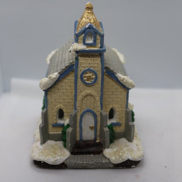Christmas village church hand painted more of a cream color then yellow - Picture 1 of 6